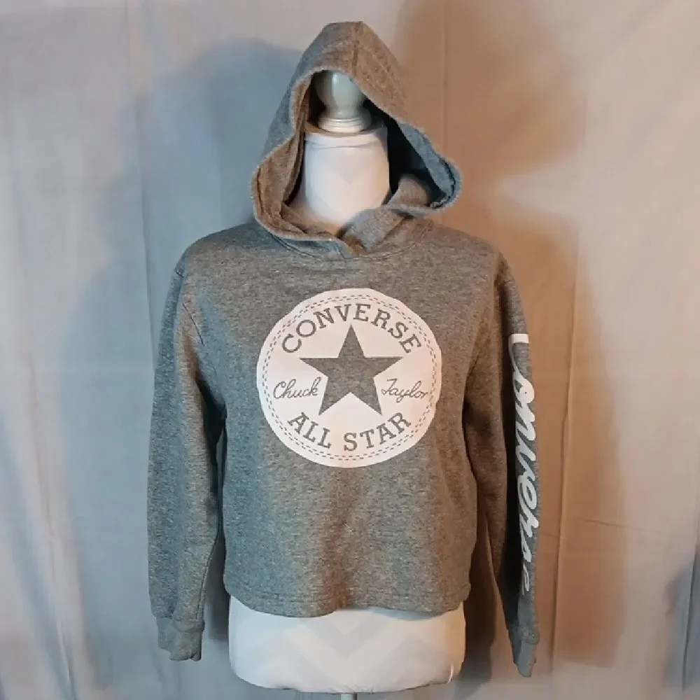 Converse Cropped Girls Gray Hoodie